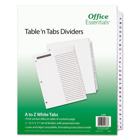 OFFICE ESSENTIALS Index Dividers A-Z, Black/White, Pk26 11676